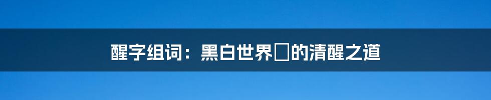 醒字组词：黑白世界裡的清醒之道