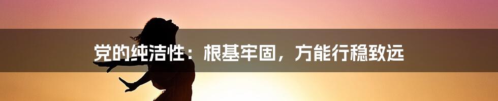党的纯洁性:根基牢固,方能行稳致远