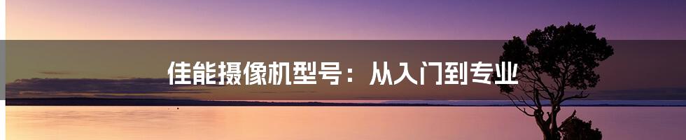 佳能摄像机型号：从入门到专业