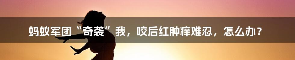 蚂蚁军团“奇袭”我,咬后红肿痒难忍,怎么办?