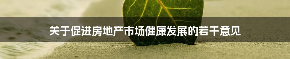 关于促进房地产市场健康发展的若干意见