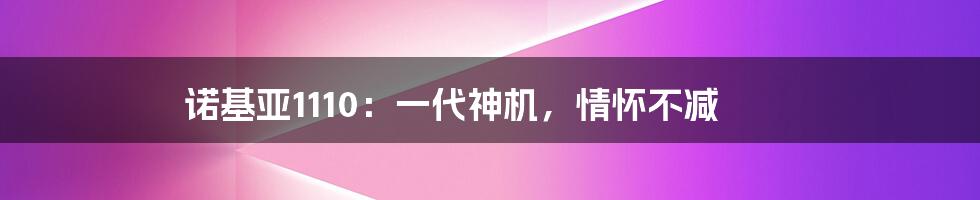 诺基亚1110：一代神机，情怀不减