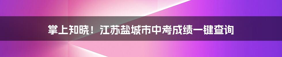 掌上知晓！江苏盐城市中考成绩一键查询