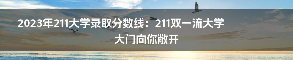 2023年211大学录取分数线:211双一流大学大门向你敞开