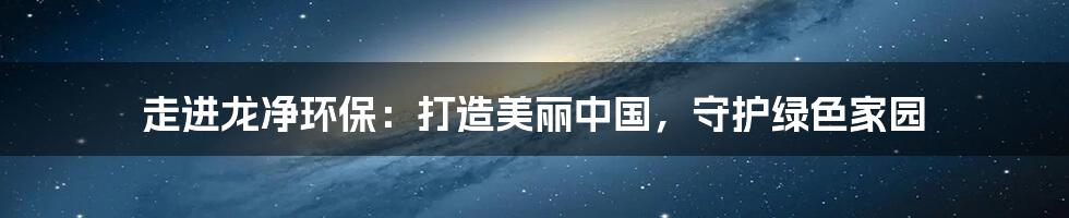 走进龙净环保：打造美丽中国，守护绿色家园