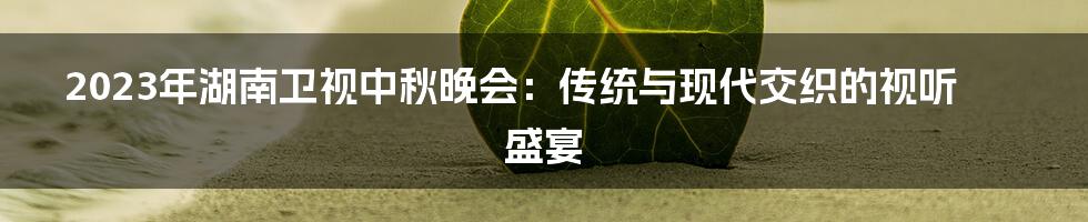 2023年湖南卫视中秋晚会:传统与现代交织的视听盛宴