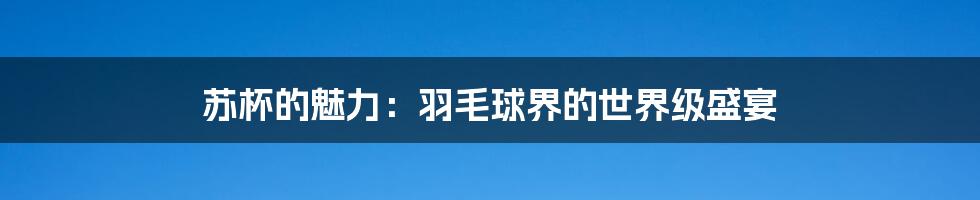 苏杯的魅力：羽毛球界的世界级盛宴