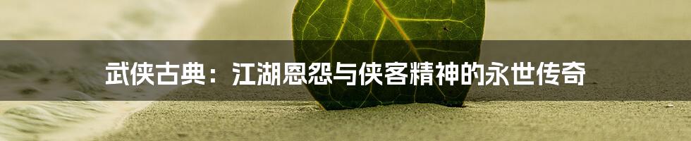 武侠古典:江湖恩怨与侠客精神的永世传奇