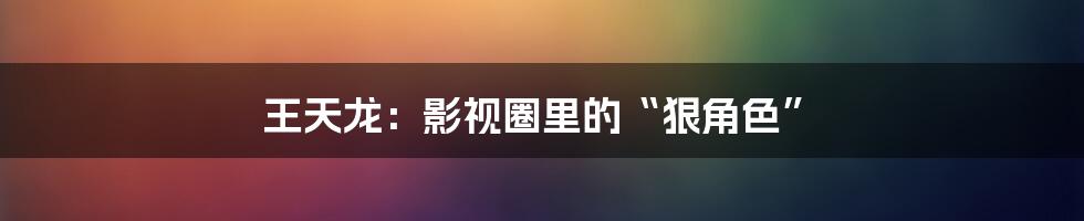 王天龙:影视圈里的“狠角色”