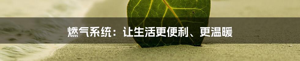 燃气系统：让生活更便利、更温暖