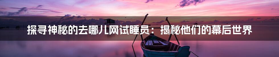 探寻神秘的去哪儿网试睡员：揭秘他们的幕后世界