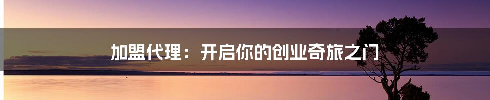 加盟代理：开启你的创业奇旅之门