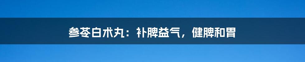 参苓白术丸:补脾益气,健脾和胃