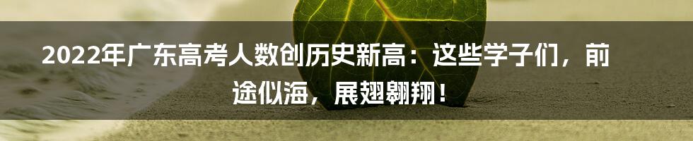 2022年广东高考人数创历史新高:这些学子们,前途似海,展翅翱翔!