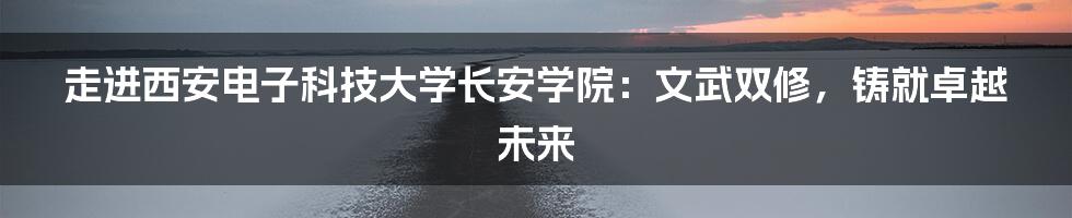 走进西安电子科技大学长安学院:文武双修,铸就卓越未来