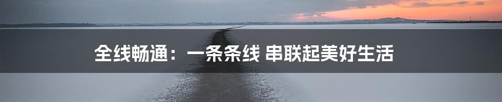 全线畅通：一条条线 串联起美好生活