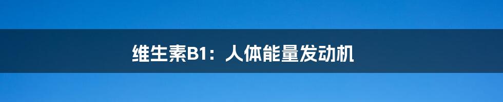 维生素B1:人体能量发动机