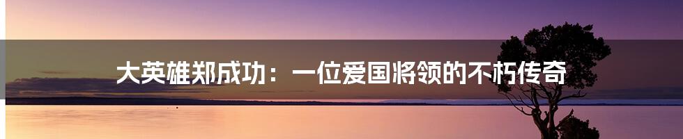 大英雄郑成功:一位爱国将领的不朽传奇