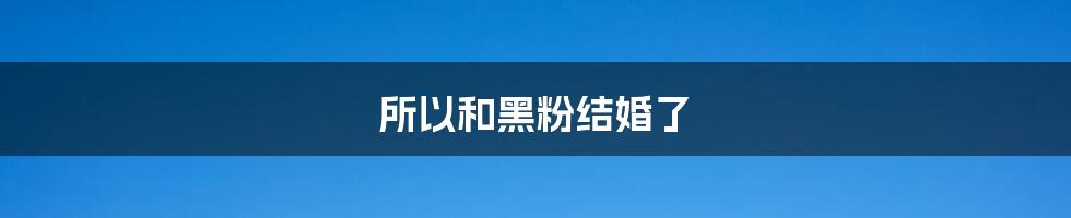 所以和黑粉结婚了