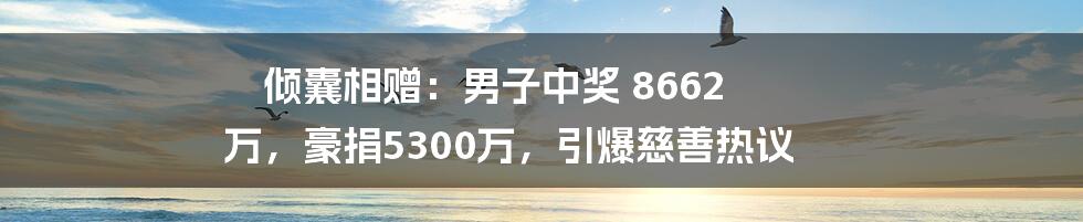 倾囊相赠：男子中奖 8662 万，豪捐5300万，引爆慈善热议