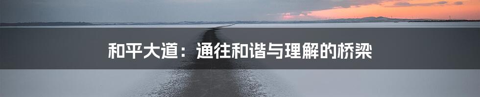 和平大道:通往和谐与理解的桥梁