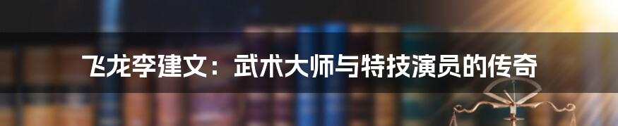 飞龙李建文：武术大师与特技演员的传奇