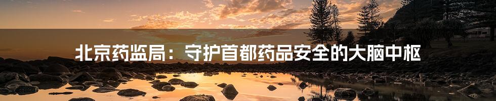 北京药监局:守护首都药品安全的大脑中枢