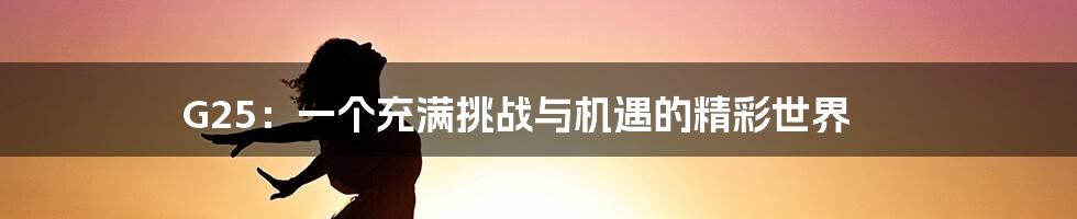 G25：一个充满挑战与机遇的精彩世界