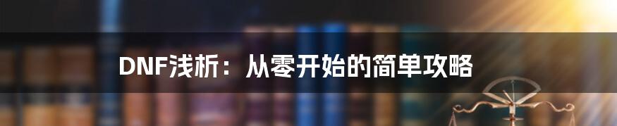 DNF浅析：从零开始的简单攻略