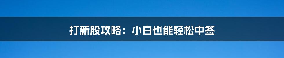 打新股攻略:小白也能轻松中签