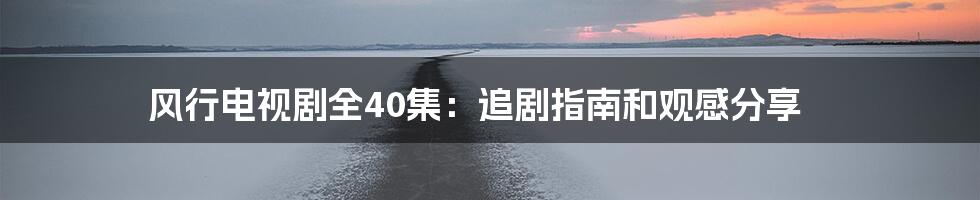 风行电视剧全40集:追剧指南和观感分享