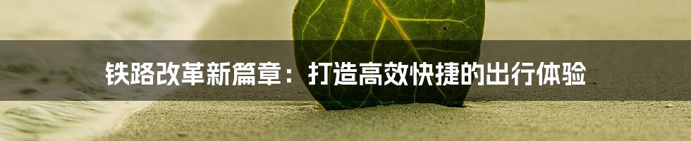 铁路改革新篇章:打造高效快捷的出行体验
