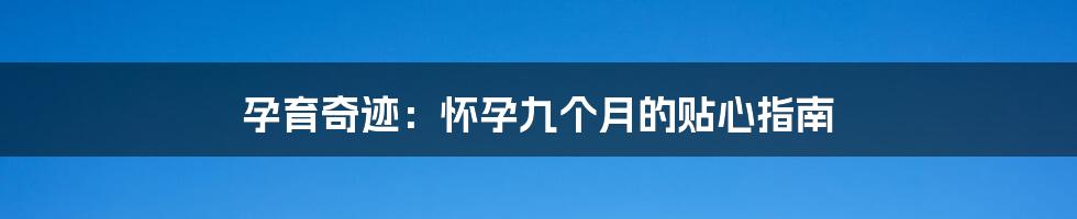 孕育奇迹：怀孕九个月的贴心指南