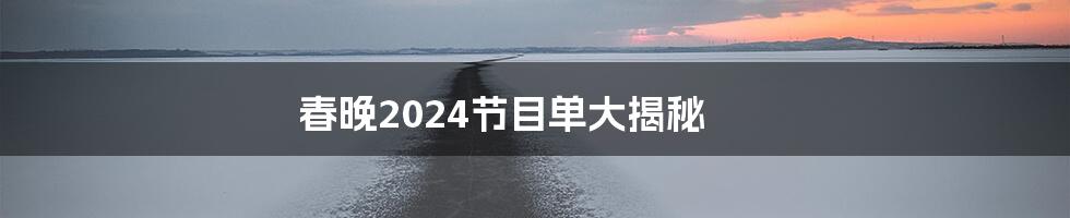 春晚2024节目单大揭秘