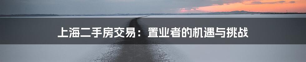 上海二手房交易:置业者的机遇与挑战