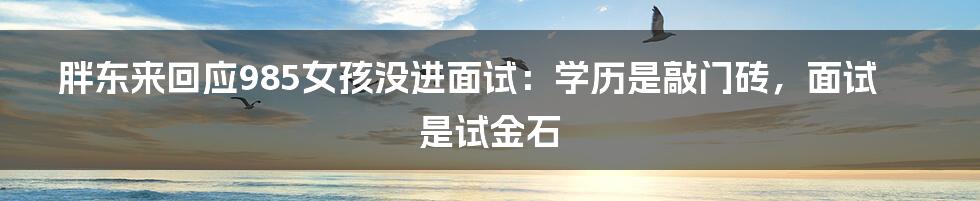 胖东来回应985女孩没进面试:学历是敲门砖,面试是试金石