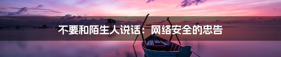 不要和陌生人说话:网络安全的忠告