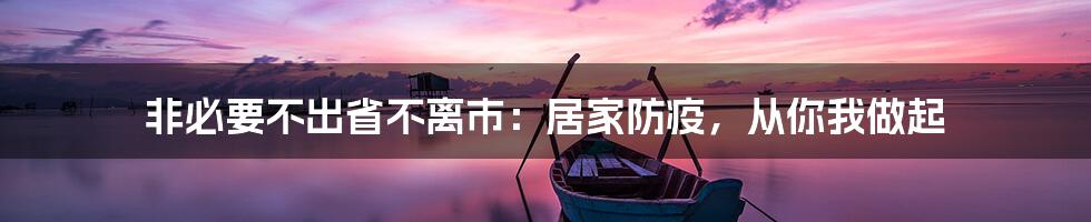 非必要不出省不离市:居家防疫,从你我做起