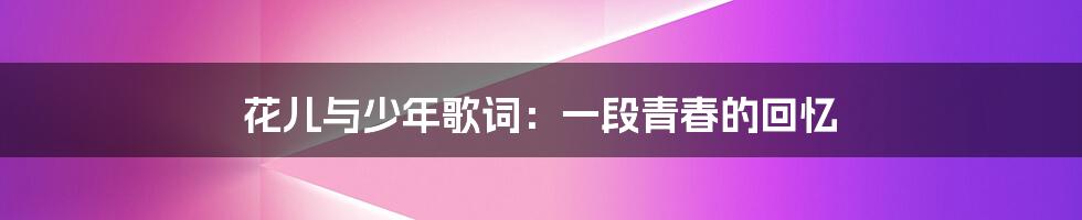 花儿与少年歌词:一段青春的回忆