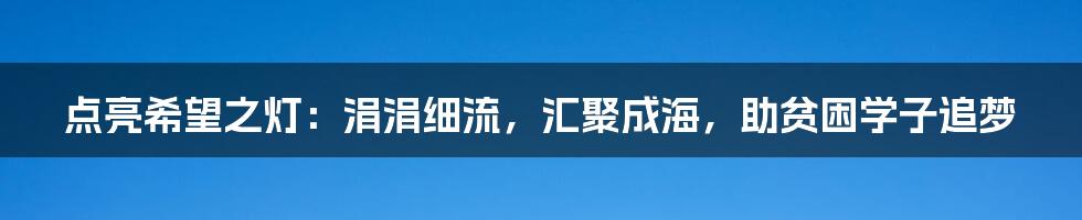点亮希望之灯:涓涓细流,汇聚成海,助贫困学子追梦