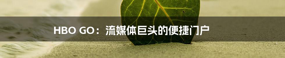 HBO GO:流媒体巨头的便捷门户