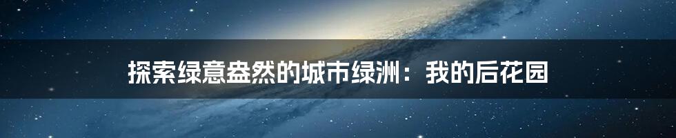 探索绿意盎然的城市绿洲:我的后花园