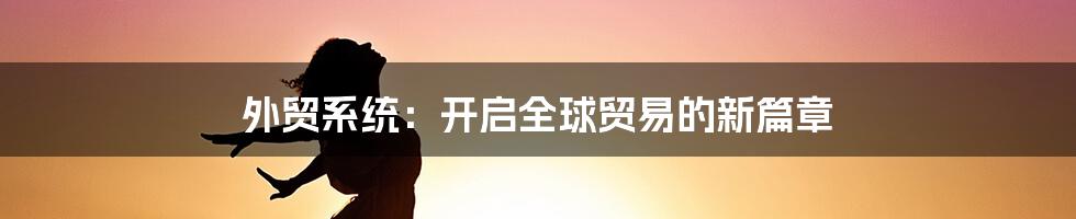 外贸系统：开启全球贸易的新篇章