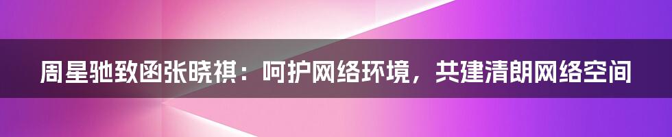 周星驰致函张晓祺:呵护网络环境,共建清朗网络空间