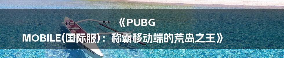 《PUBG MOBILE(国际服)：称霸移动端的荒岛之王》