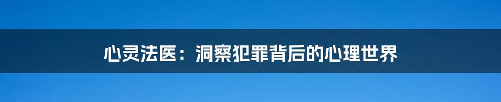 心灵法医:洞察犯罪背后的心理世界