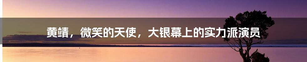 黄靖,微笑的天使,大银幕上的实力派演员