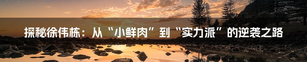 探秘徐伟栋:从“小鲜肉”到“实力派”的逆袭之路