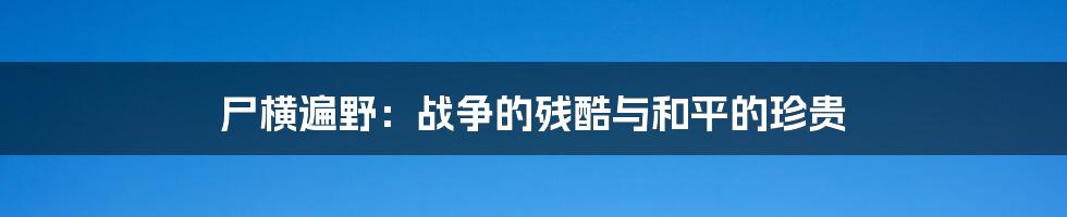 尸横遍野:战争的残酷与和平的珍贵