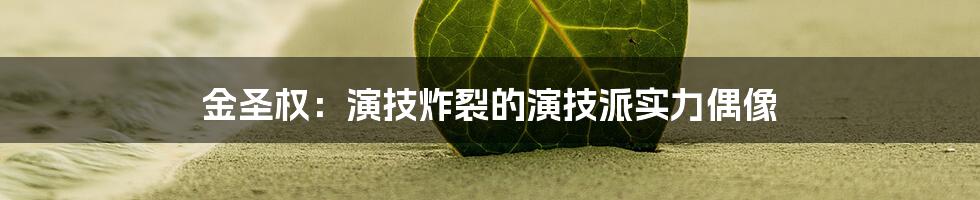 金圣权:演技炸裂的演技派实力偶像